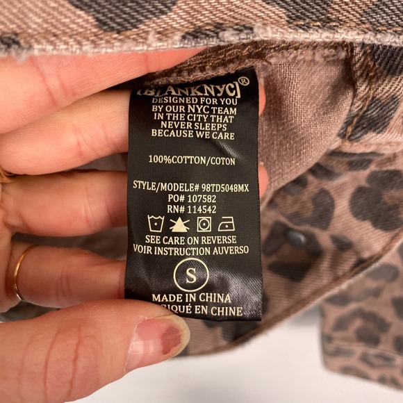 BLANKNYC Brown Leopard Print Denim Jacket Small - Picture 4 of 6